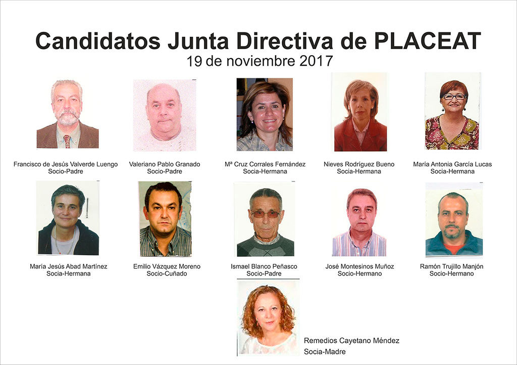 Asamblea de Otoño de PLACEAT-PLASER 2017. Foto de los Candidatos.